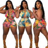 Printed sleeveless lace-up two-piece set