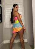 Sexy Nightclub Skinny Cutout Irregular Tube Top Colorful Sequin Dress