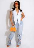 Solid color V-neck triangle vest temperament sleeveless top