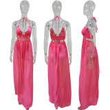 Solid Color Sexy Backless Mopping Long Chiffon Sling Dress