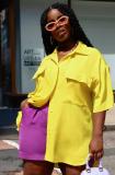 Fashion Pocket Candy Color Short Sleeve Breasted Cardigan Casual Shirt