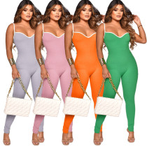 Multicolor Covered Sexy Suspender Trousers Jumpsuit Multicolor Covered Sexy Suspender Trousers Jumpsuit