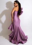 Fashion Sleeveless Sexy Irregular Lace Curling Long Dress High End Evening Dress