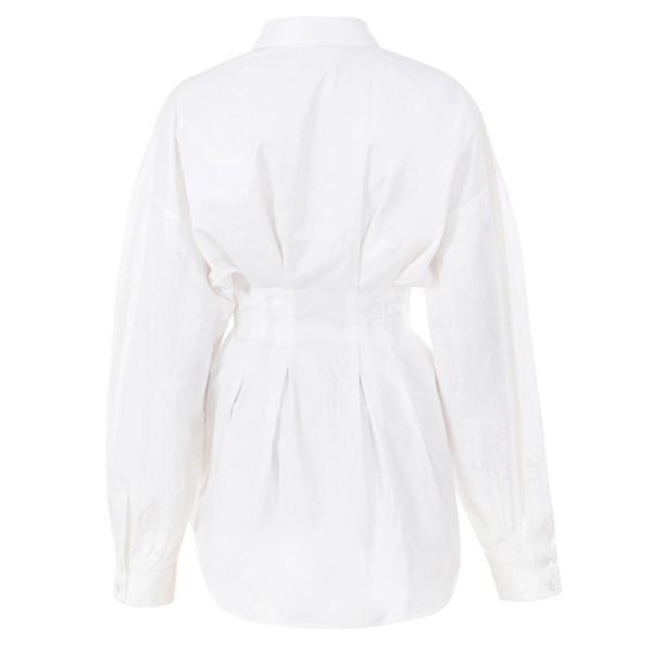 Shirt skirt solid color lapel cardigan dress