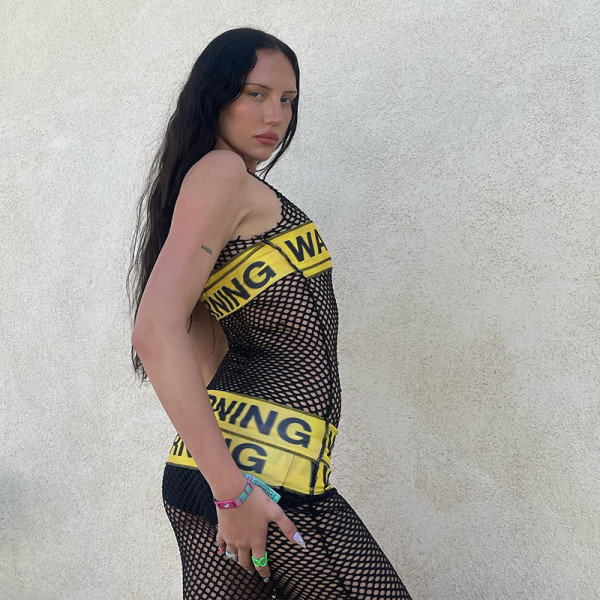 Letter Patch Crew Neck Sleeveless Mesh Sheer Maxi Dress