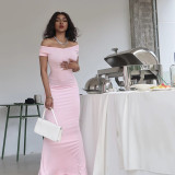 Casual Short Sleeve High Waist Slim Fit Fishtail Long Dress