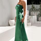 Banquet evening dress drape hot girl dress solid color backless waist long skirt