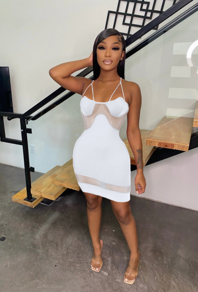 Sling Sexy Mesh Panel Dress