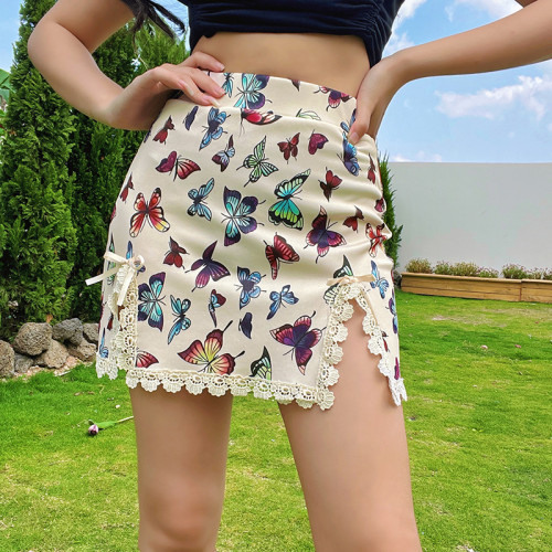 Butterfly print skirt sexy temperament hot girl casual skirt