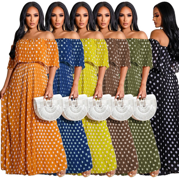 Dot Print Fashion Casual Long Plus Size Women's Dress