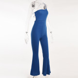 One-shoulder open-back jumpsuit sexy temperament wide-leg pants