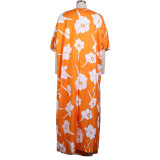 Women's Printed Mid Sleeve Wrap Chest Wide Leg Pants Three Piece Set