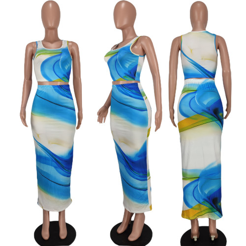 women's sexy vest short skirt two-piece set