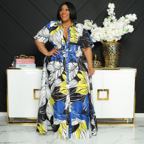 Printed Long Casual Two-Wear Plus Size Women's Dress