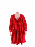 plus size women's solid color long sleeve dress