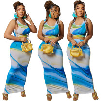 women's sexy vest short skirt two-piece set