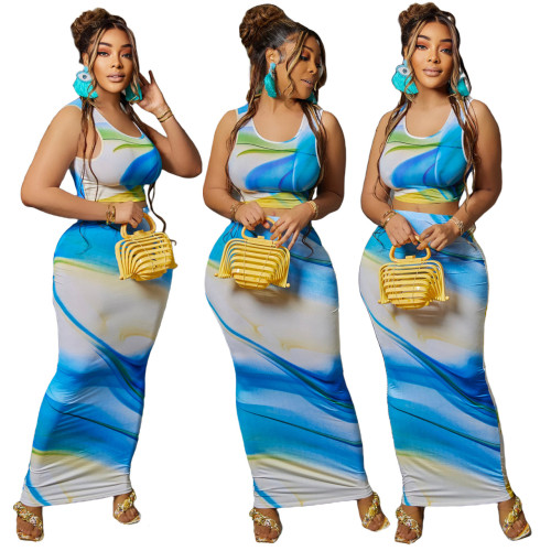 women's sexy vest short skirt two-piece set