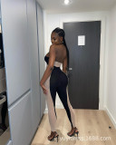 Sleeveless mesh panel milk silk jumpsuit