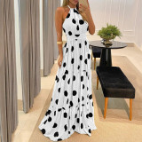 halterneck strap boho digital print maxi dress