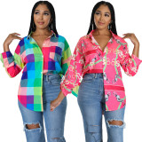 Lapel Long Sleeve Printed Shirt