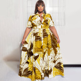 Printed Long Casual Two-Wear Plus Size Women's Dress