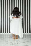 Plus Size Solid Color Long Sleeve Loose Dress (No Belt)