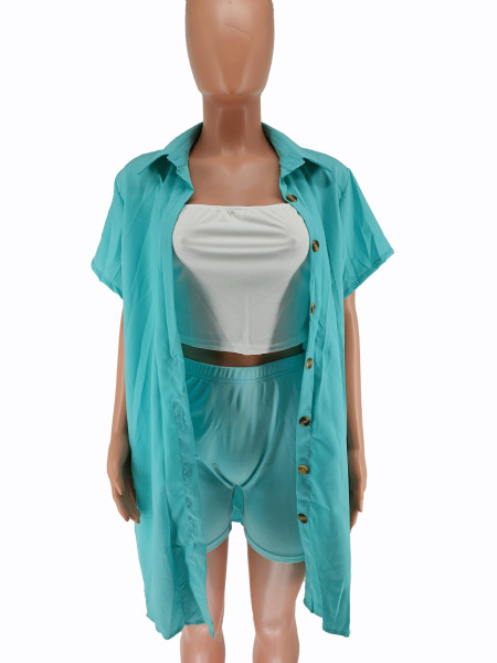 Casual Short Sleeve Pants 3 Piece Set Fashion Shorts