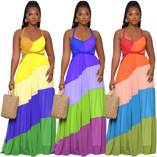Women's Contrast Tie Chiffon Dress
