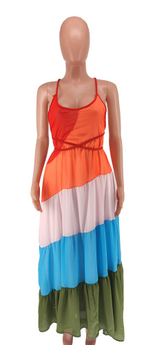 Women's Contrast Tie Chiffon Dress
