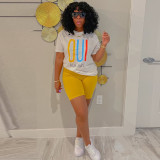Fashion casual printed T-shirt two-piece set