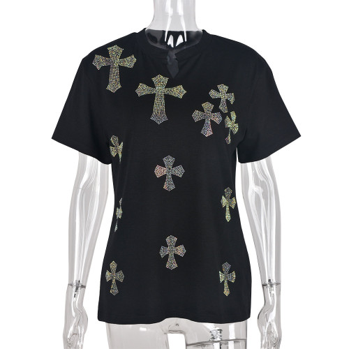 Street fashion hot drill top women's T-shirt