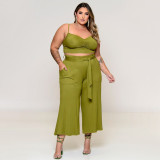 Large size women's vest, trousers, fashion casual jacket, solid color three-piece suit