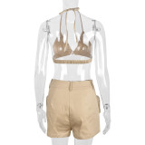 Women's Sexy Slim Pocket Tie Cargo Set