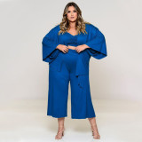 Large size women's vest, trousers, fashion casual jacket, solid color three-piece suit