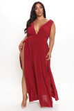 Plus Size Women's Sleeveless V-Neck Swing Slit Dress