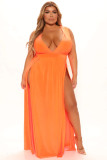Plus Size Women's Sleeveless V-Neck Swing Slit Dress