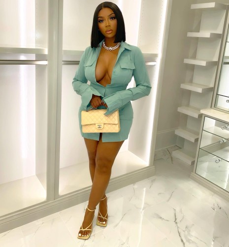 Women's Sexy Long Sleeve Shirt Dress