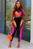 Fashion Multicolor Patchwork Mesh Two-piece Set