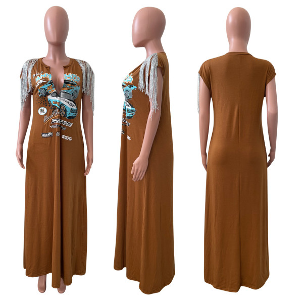 Women's Offset Sleeveless Fringe Dress