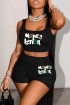 Letters Printed Short Sleeve T-Shirt Shorts Casual Sports Two-piece Set Letters Printed Short Sleeve T-Shirt Shorts Casual Sports Two-piece Set