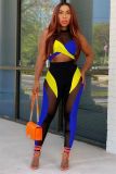 Fashion Multicolor Patchwork Mesh Two-piece Set
