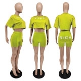 Fashion Casual Offset Alphabet Two Piece Set