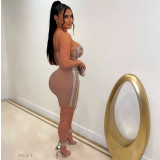 Sling mesh hot drill nightclub perspective sexy dress