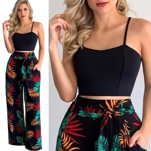 Two Piece Printed Camisole Women's Trousers Set