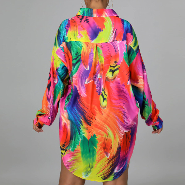 Printed Shirt Button Loose Women's Clothing