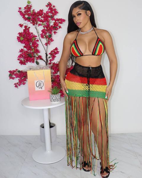 Women's Long Fringe Woven Colorblock Fringe Beach Dress