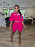Fashion Casual Offset Alphabet Two Piece Set