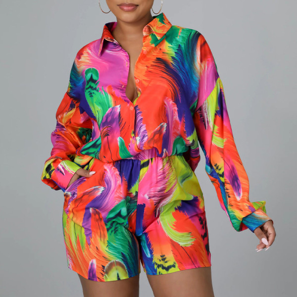 Printed Shirt Button Loose Women's Clothing