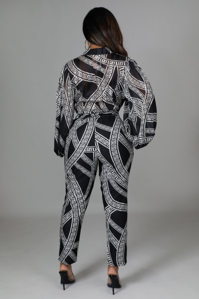Casual Fashion Digital Printing Long Sleeve Women's Jumpsuit