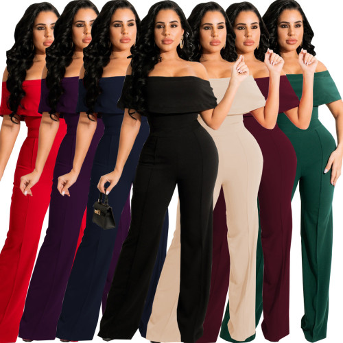 Sexy and fashionable word neck tube top jumpsuit